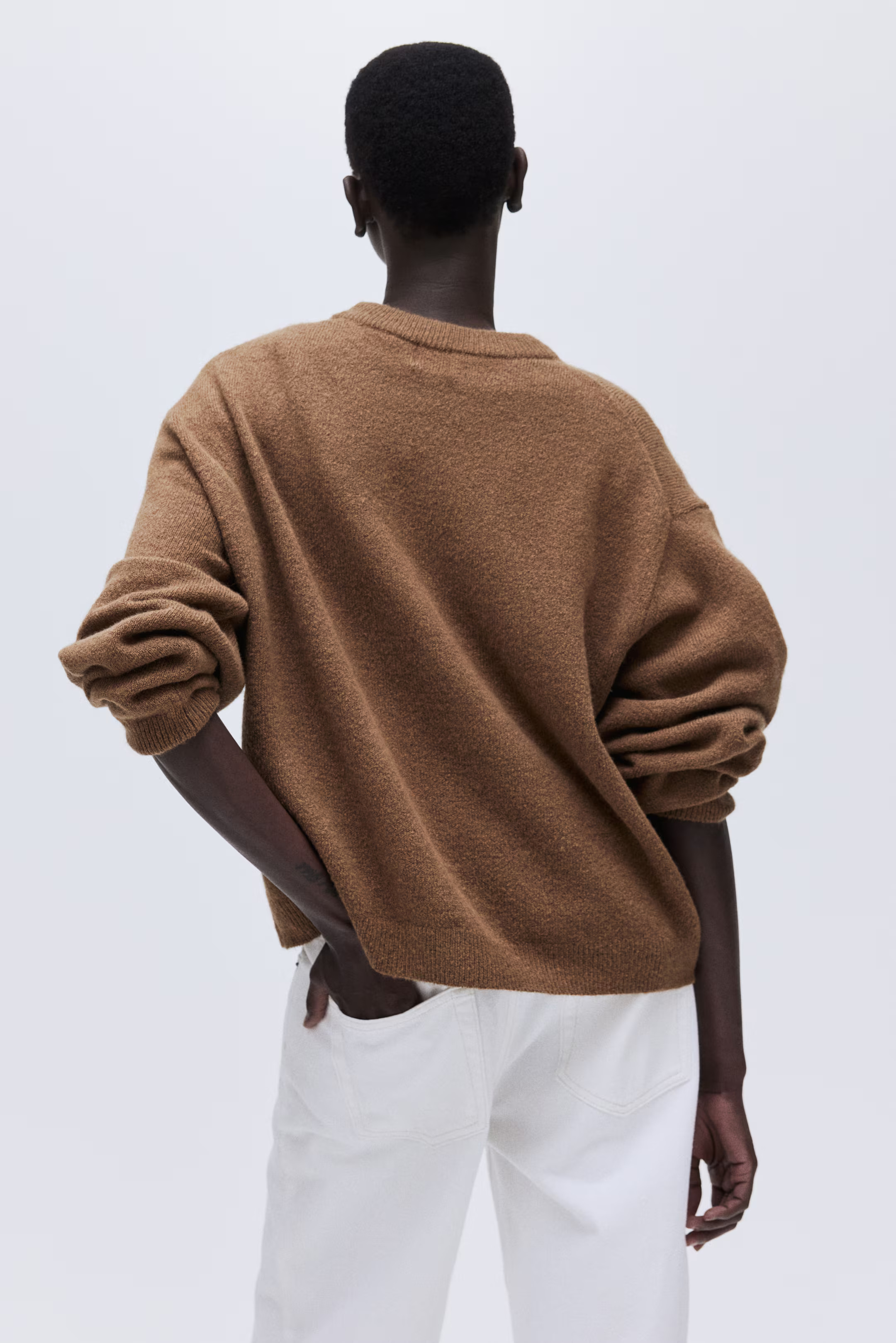 Knitted jumper - Dark brown - Ladies | H&M GB | H&M (UK, MY, IN, SG, PH, TW, HK)