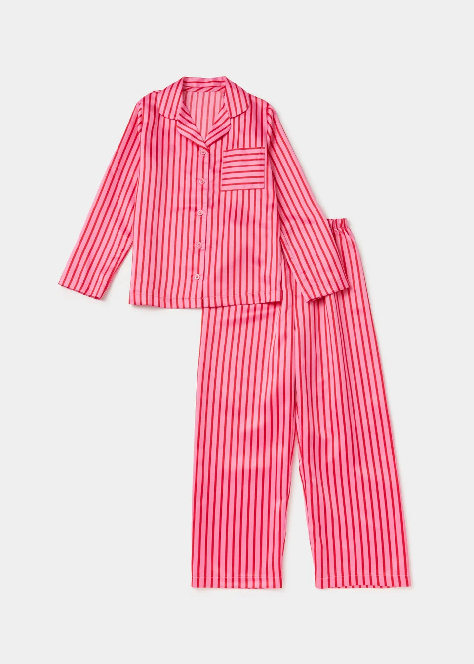 Girls Red & Pink Stripe Satin Pyjama Set (4-13yrs) | Matalan (UK)