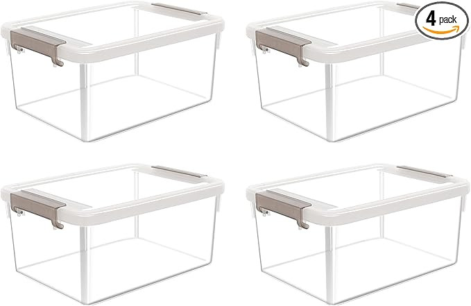 Citylife 4 Packs Small Storage Bins with Lids 3.2 QT Plastic Storage Containers for Organizing St... | Amazon (US)