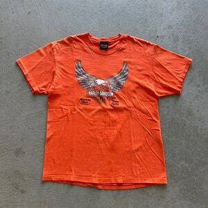 Vintage Harley Davidson Bald Eagle Shirt Size Large Orange Marquette Michigan | Poshmark