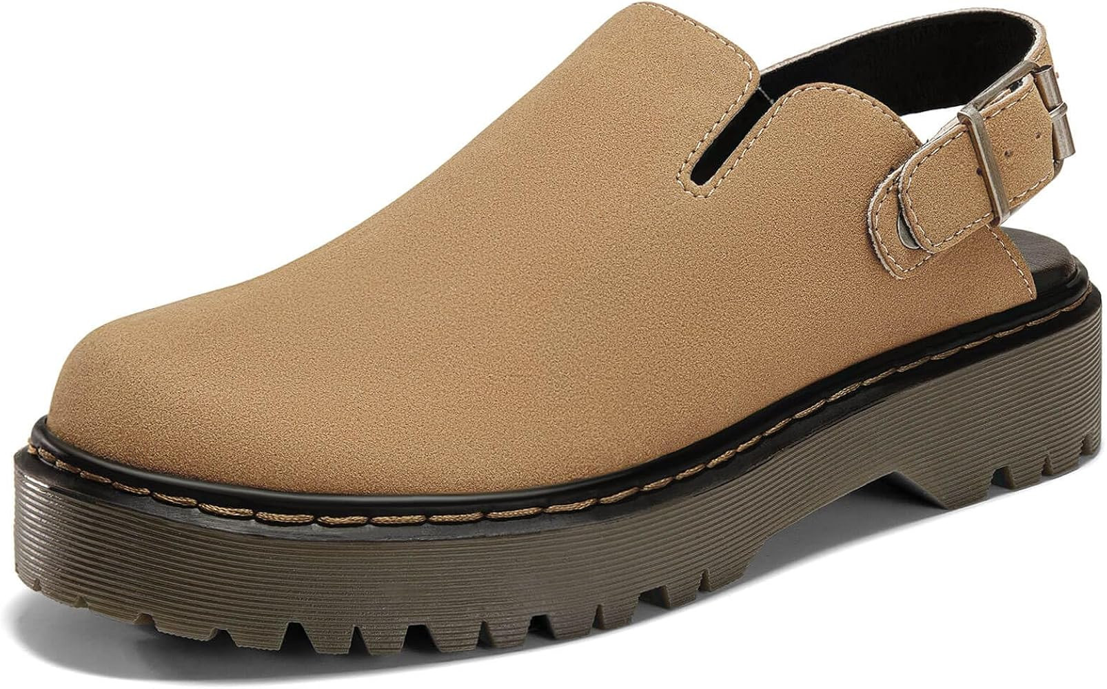 Coutgo Women's Platform Clogs Adjustable Strap Slingback Mules Suede Leather Closed Toe Slip on S... | Amazon (US)