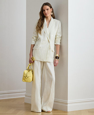 Women's Striped Wide-Leg Pants | Macy's