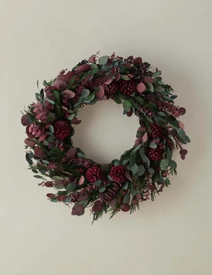 Preserved Eucalyptus and Pinecone Wreath, Cool | Lulu and Georgia 