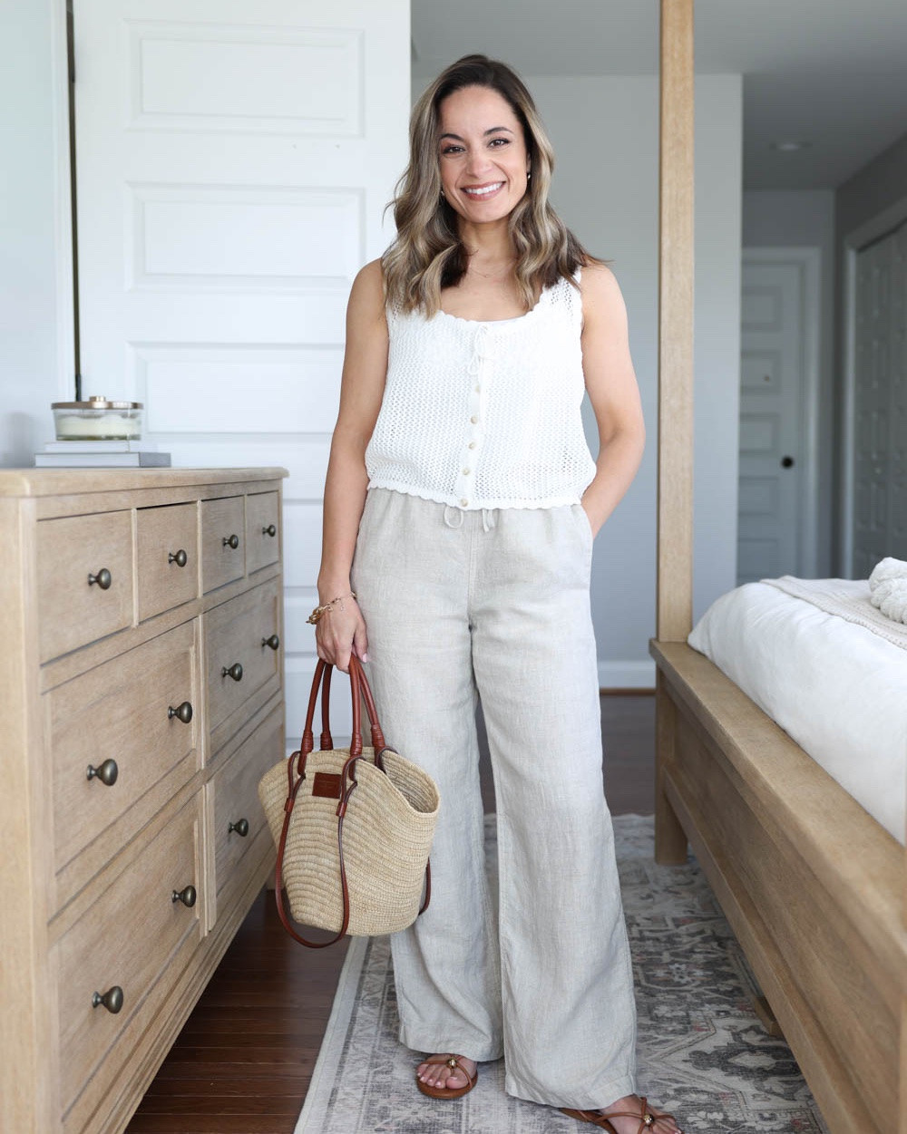 Three styles of crochet tops for petites!

Outfit 1:
Crochet top (Old Navy): petite xs
Linen Pants (Madewell): xs short
Camisole (Kohl's): small
Straw bag (Sezane)
Sandals (Dolce Vita): tts

Outfit 2:
Crochet vest (LOFT): petite xxs
Shorts (Target): xs
Sandals: tts

Outfit 3:
Crochet top (Abercrombie): xxs
Abercrombie High-Rise Wide-Leg Jeans Size Worn: 24 Short Rise: 11″ Inseam: 28.5″ Fabric: 81% Cotton, 18% Linen, 1% Elastane Weight: Lightweight denim Fit: True to size at the waist *Worn in light wash, change the wash after you click the link to see the in stock options in short. 
Camisole (Kohl's): small
Heels: tts

My measurements for reference: I’m 4’10” and 105lbs. My bust, waist, and hip measurement is 32”, 24”, and 36”.

#LTKSaleAlert #LTKPetite #LTKSeasonal