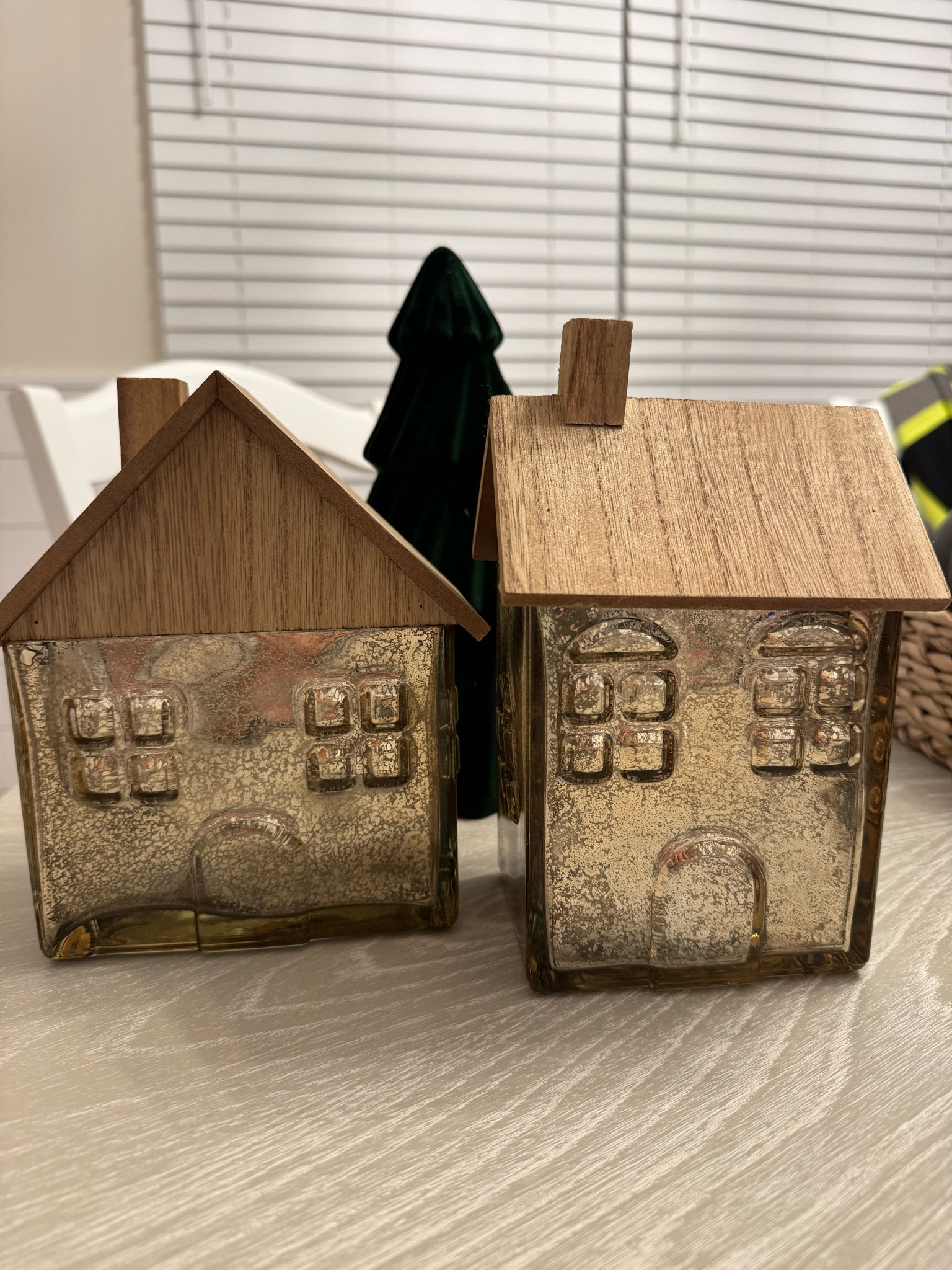 Christmas decor
Velvet Christmas tree 
Decorative glass house 

#LTKHome #LTKHoliday #LTKCyberWeek