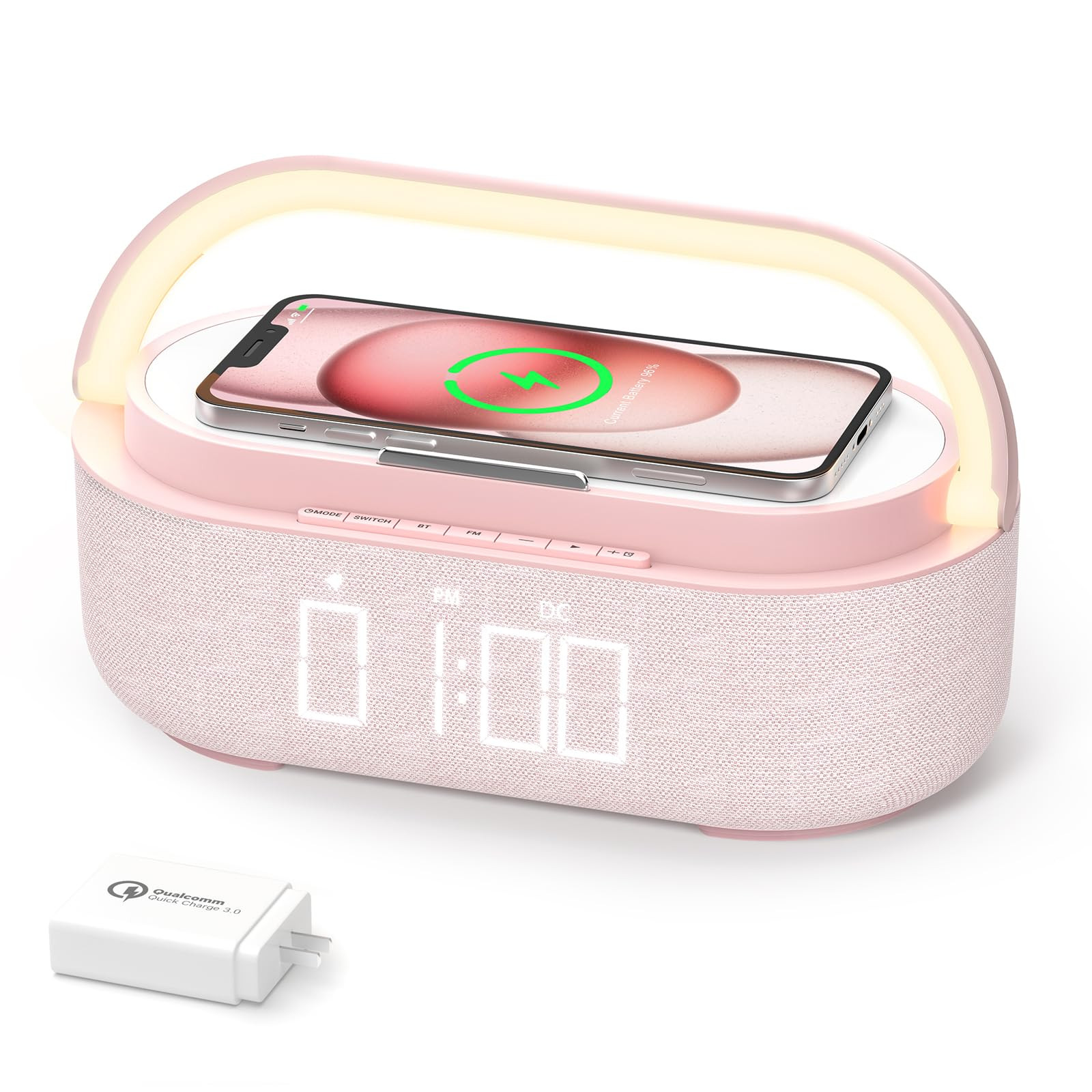 COLSUR Bluetooth Speaker with Wireless Charger, FM Radio, Dimmable LED Night Light, Dual Wireless... | Amazon (US)