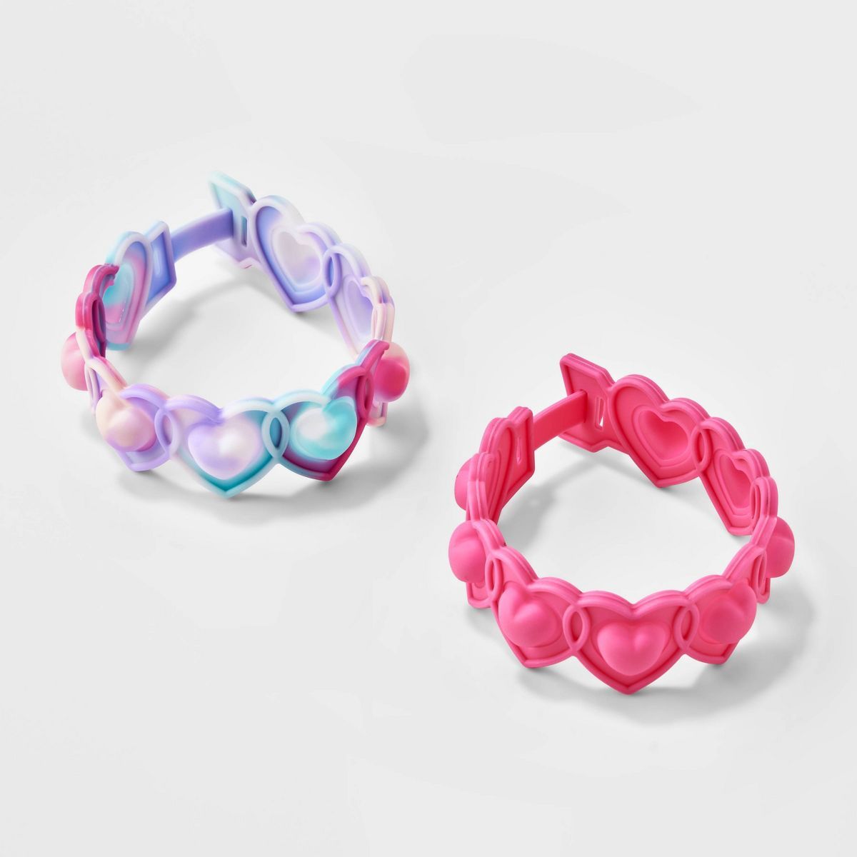Girls' 2pk Heart Bubble Pop Bracelet Set - Cat & Jack™ Pink/Purple | Target