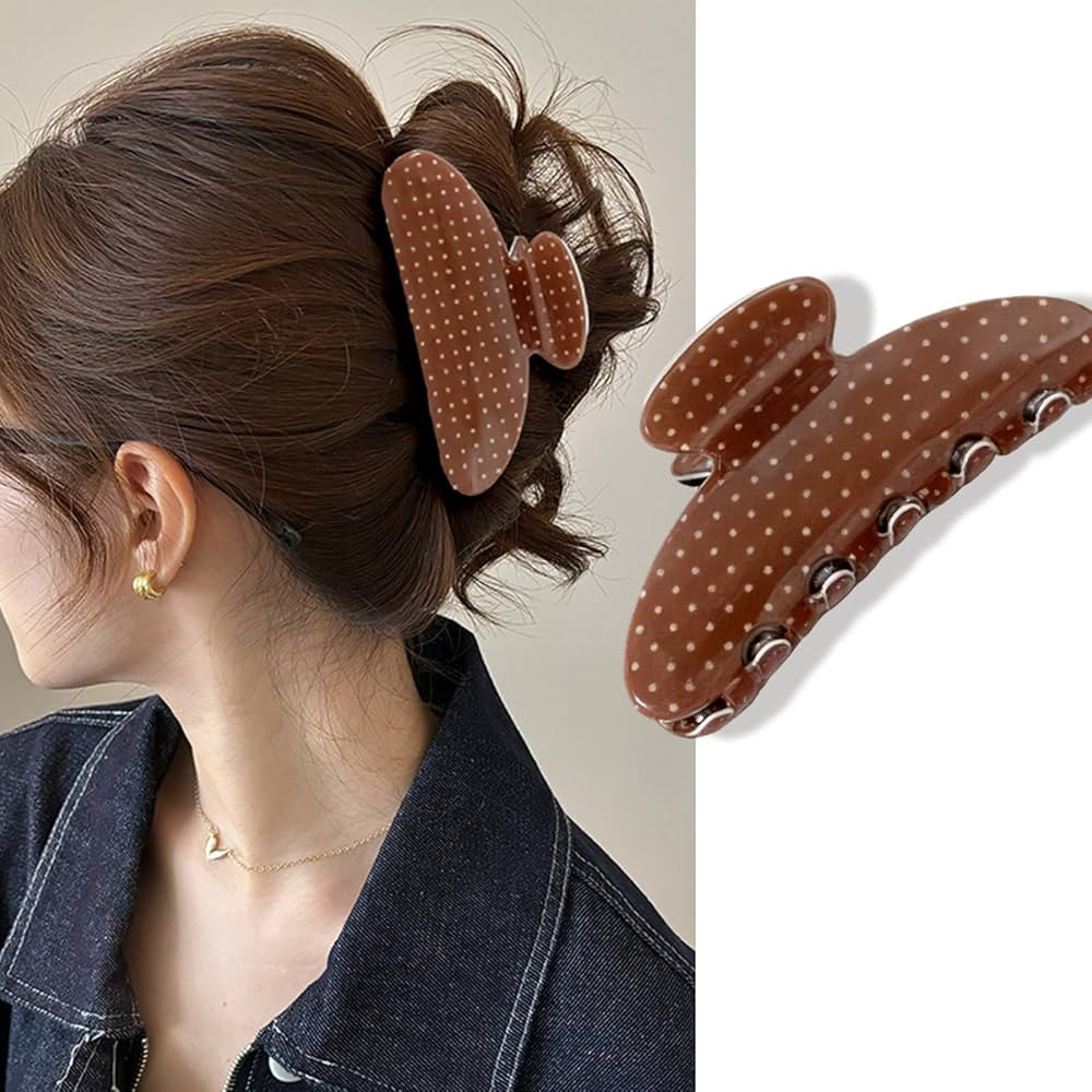 Coffee Polka Dot Hair Clips for Women Cute Coffee Small Round Dots Design Claw Clips Large French... | Amazon (US)