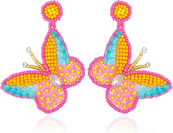 DoreenBow Fruit Earrings Boho Handmade Bead Pineapple Butterfly Lemon Cactus Dangle Earrings Summ... | Amazon (US)