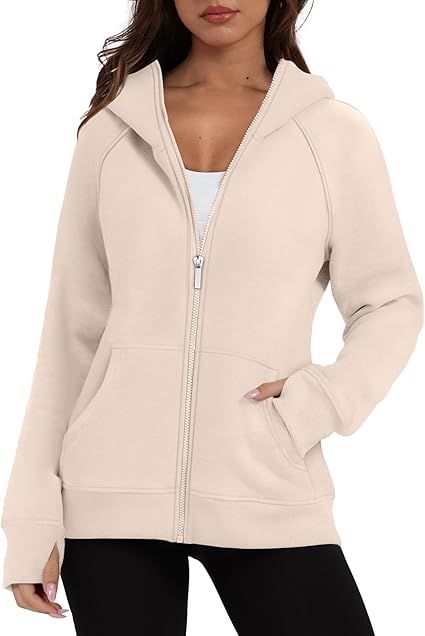 XIEERDUO Womens Zip Up Hoodies Sweatshirt Fleece Jackets 2024 Fall Fashion Outfits Winter Clothes | Amazon (US)