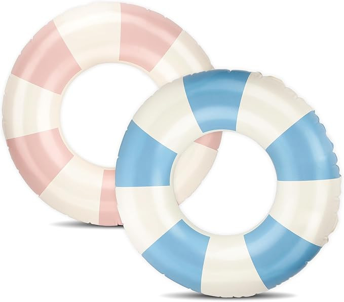 Pool Floats Kids, 2 Pack Pool Tubes, Inflatable Swim Rings, Round Portable Floaties for Kids, Cut... | Amazon (US)