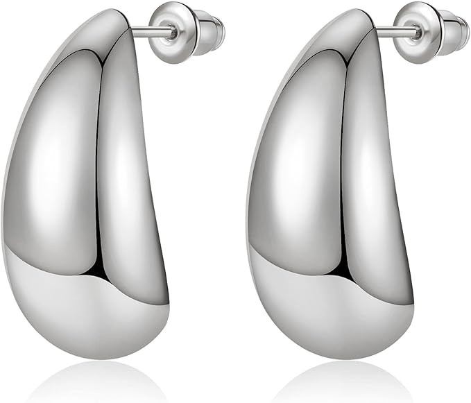 Anten Pink Chunky Gold Hoop Earrings for Women, Lightweight Drop Hoops Earrings with 18K Real Gol... | Amazon (US)