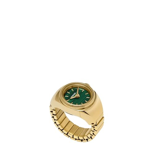 Fossil Women's Quartz Stainless Steel Two-Hand Watch Ring, Watch Rings for Women, Color: Gold/Green (Model: ES5308) | Amazon (US)