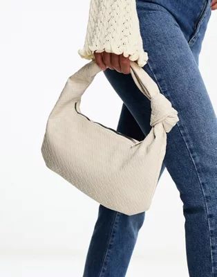 SVNX woven grab bag with knotted handle in cream | ASOS (Global)