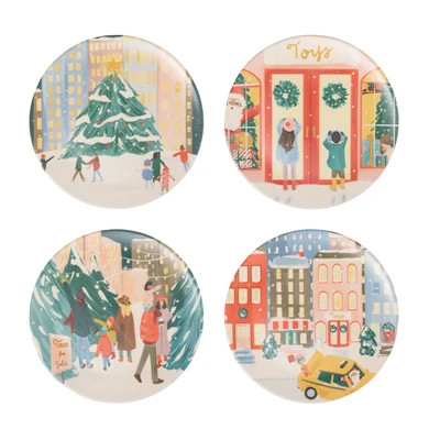 City Sidewalks Christmas 8" Bamboo Plates 4ct | My Mind's Eye
