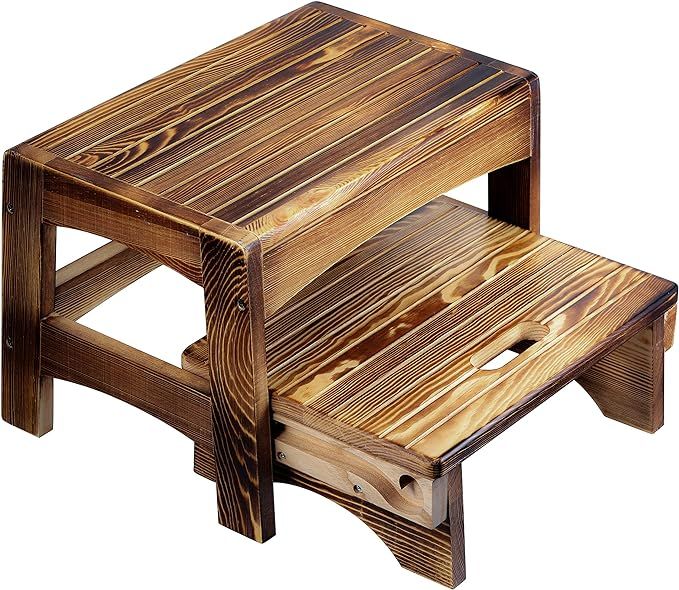 Handcrafted Solid Wood Bed Step Stool-Foot Stool Kitchen Stools Bed Steps Small Step Ladder Bathr... | Amazon (US)