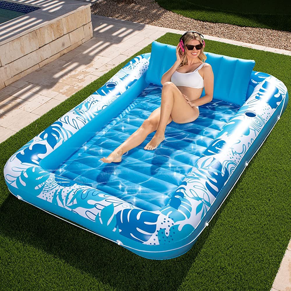 Sloosh XL Inflatable Tanning Pool Lounger Float for Adults, 85" x 57" Extra Large Suntan Tub Pool... | Amazon (US)