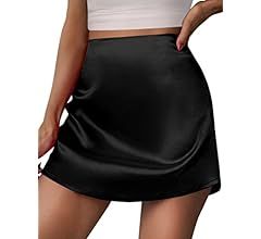 Zeagoo Women's Mini Skirts High Waisted Stain Silk Casual A-Line Zipper Short Skirt | Amazon (US)