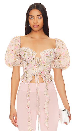 Emmaline Corset Top in Yellow Multi | Revolve Clothing (Global)