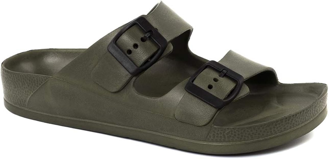 FUNKYMONKEY Women's Comfort Slides Double Buckle Adjustable EVA Flat Sandals | Amazon (US)