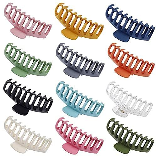 12 Pack Hair Claw Clips Stylish Hair Clips Barrettes with 12 Colors Hair Claw Clips | Amazon (US)