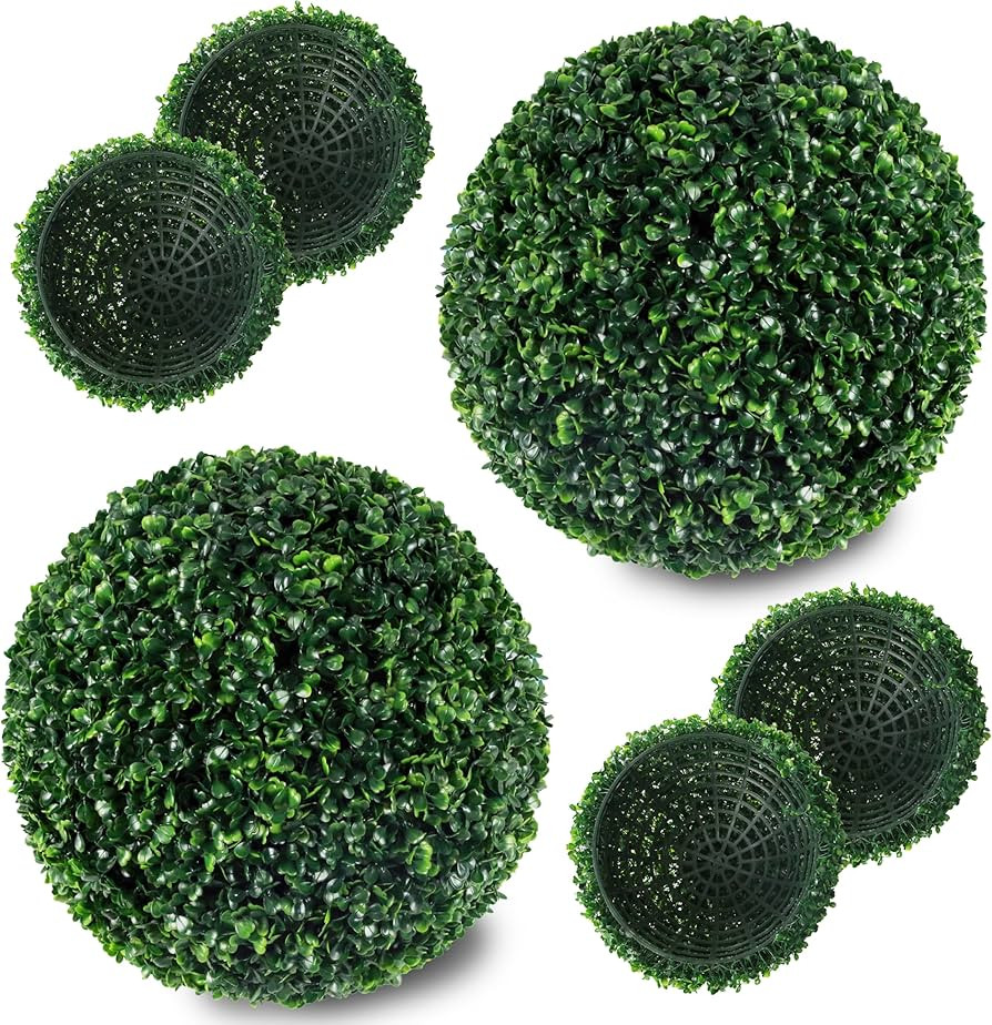 Ogrmar 2 PCS 13.7 inch 2 Layers Artificial Plant Topiary Ball Faux Boxwood Decorative Balls for B... | Amazon (US)