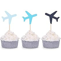 Blue Plane Cupcake Toppers for Baby Shower Decoration How Time Flies Airplane Theme Birthday Party S | Amazon (US)