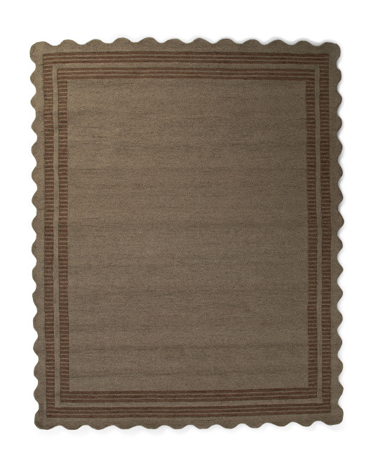 8x10 Wool Scottie Hand Tufted Scalloped Border Area Rug | TJ Maxx