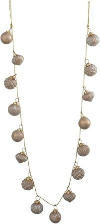 Creative Co-Op Embossed Mercury Glass Ball Ornament Garland, Marbled Taupe (72 Inch) | Amazon (US)