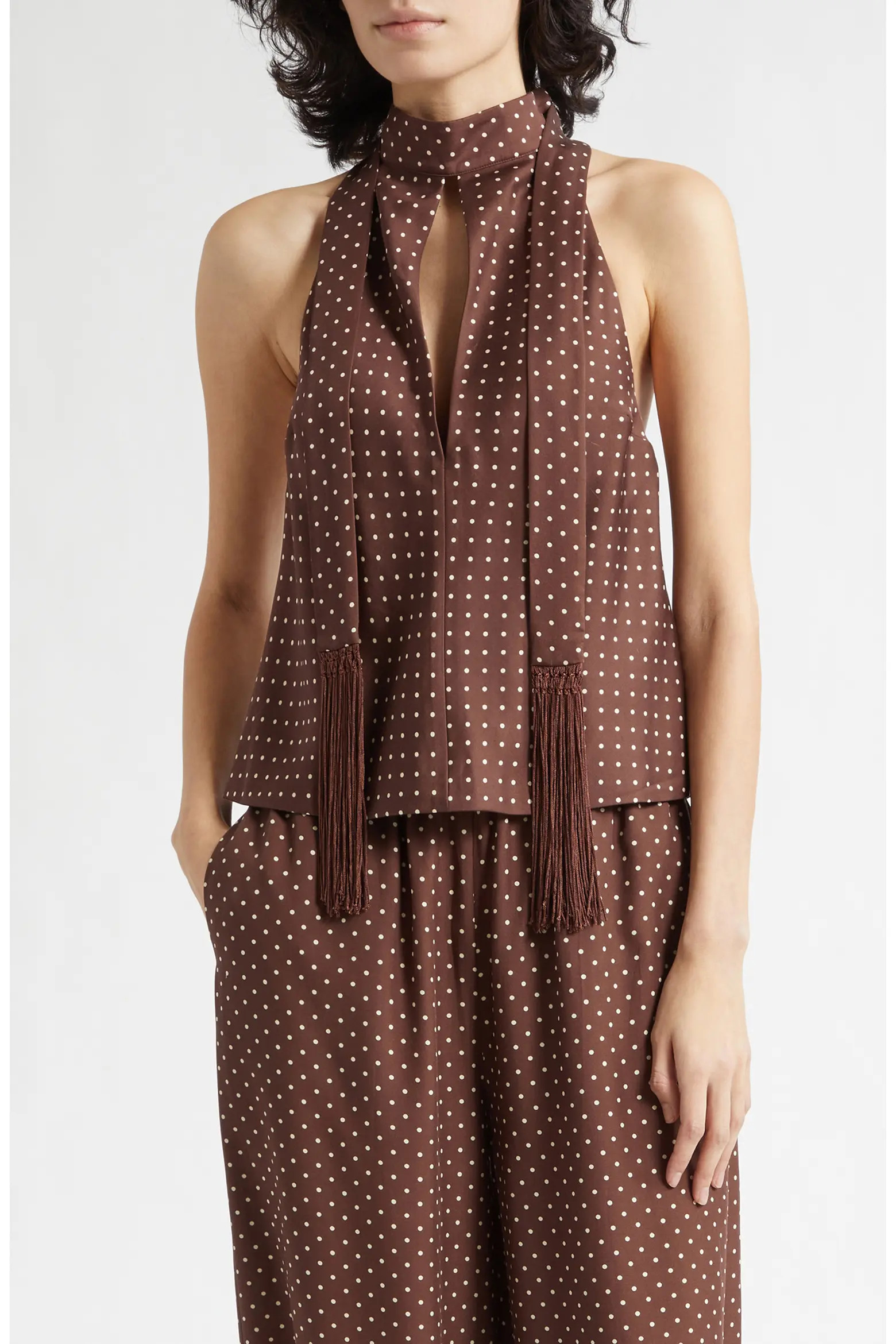 POSSE Phoebe Polka Dot Keyhole Halter Neck Top (Women) | Nordstrom | Nordstrom