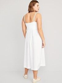 Fit & Flare Mixed Fabric Midi Cami Dress for Women | Old Navy (US)