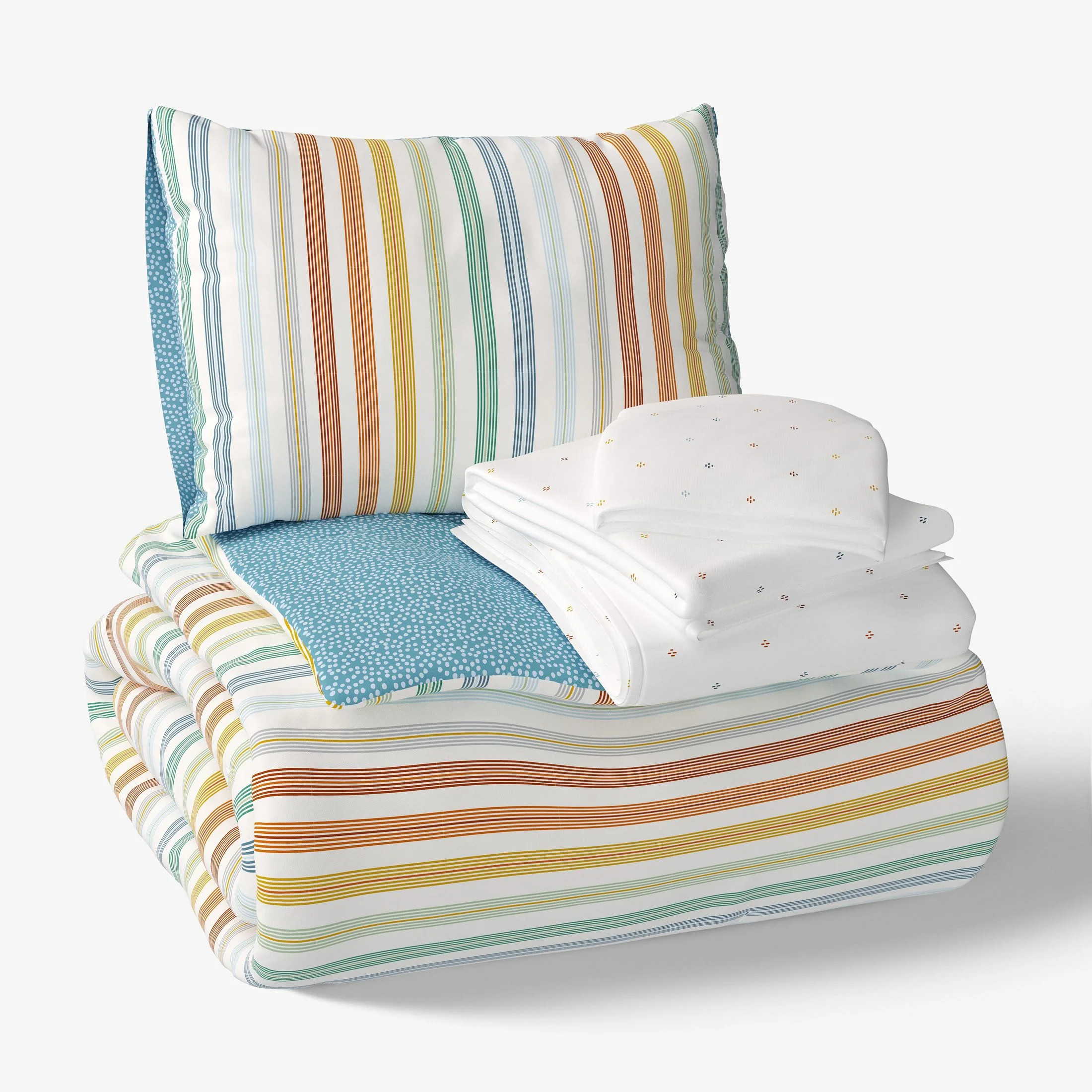 Mainstays Kids Vintage Stripe Reversible Comforter Set with Sheets, Twin, 5 Pieces - Walmart.com | Walmart (US)