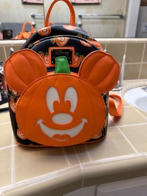 Loungefly Disney Glow in the Dark Mickey Pumpkin Mick-O-Lantern Mini Backpack | eBay US
