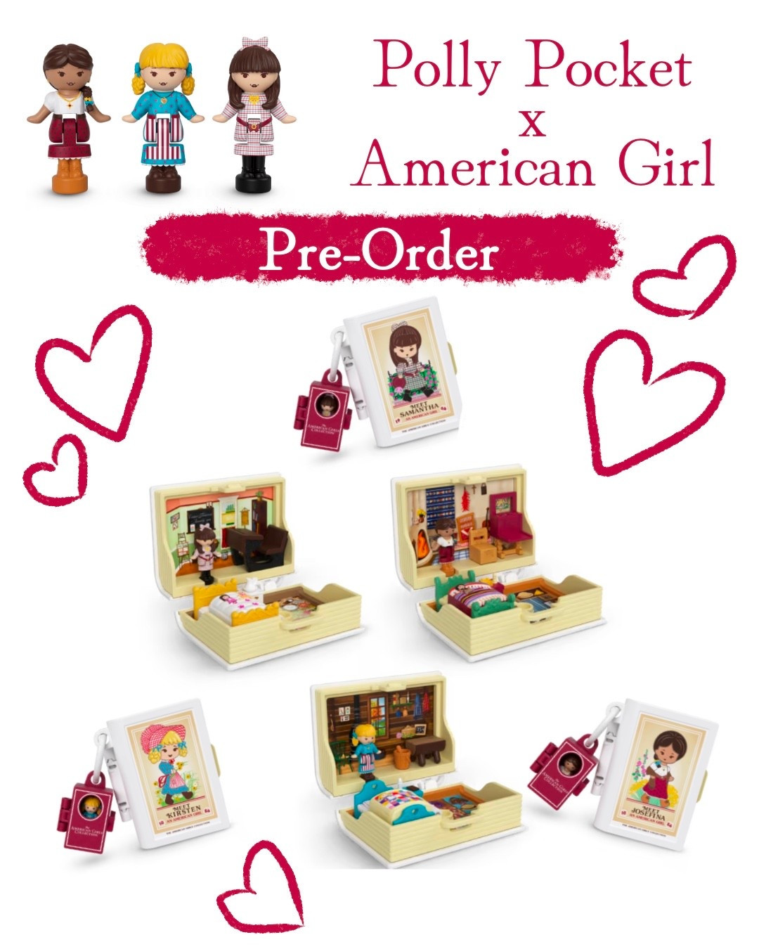 Polly Pocket x American Girl available for pre-order!

This special-edition set includes three book-themed compacts, each representing an iconic American Girl historical character and her era: Kirsten™, Samantha™, and Josefina™. 

Carry the dolls in separate AG box charms or clip the compacts to the keychain for on-the-go adventures.

#LTKmomlife #LTKstorytime #LTKKids