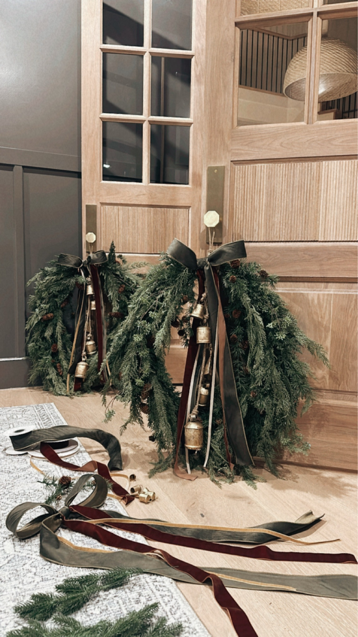 36” wreath with ribbons and bells. 

#LTKSeasonal #LTKHoliday #LTKHome