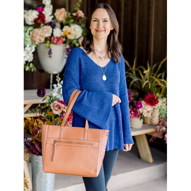 The Pioneer Woman Floral Embroidery Tote Bag, Brown - Walmart.com | Walmart (US)