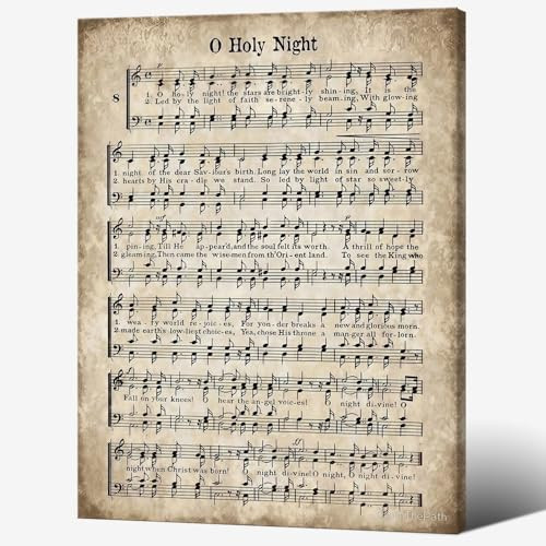 Framed Vintage Christmas Wall Art Christmas Carols O Holy Night Poster For Winter Room Bedroom Decor Wall Decor-Christmas Canvas Art Print Picture For Xmas Holiday Decoration Gifts | Amazon (US)