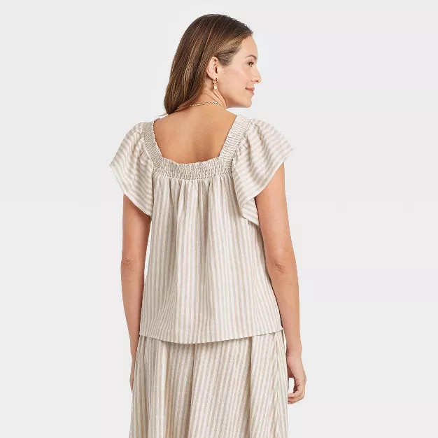 Women's Smocked Tank Top - A New Day™ Cream Stripe | Target