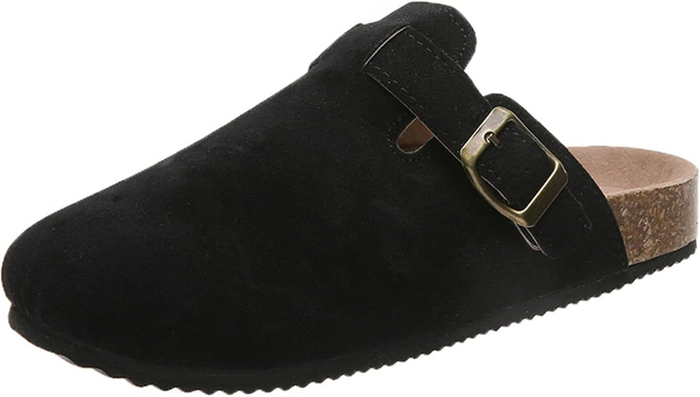 Women's Suede Boston Cork Clogs - Comfort House Slippers With Arch Support And Adjustable Buckle | Amazon (US)