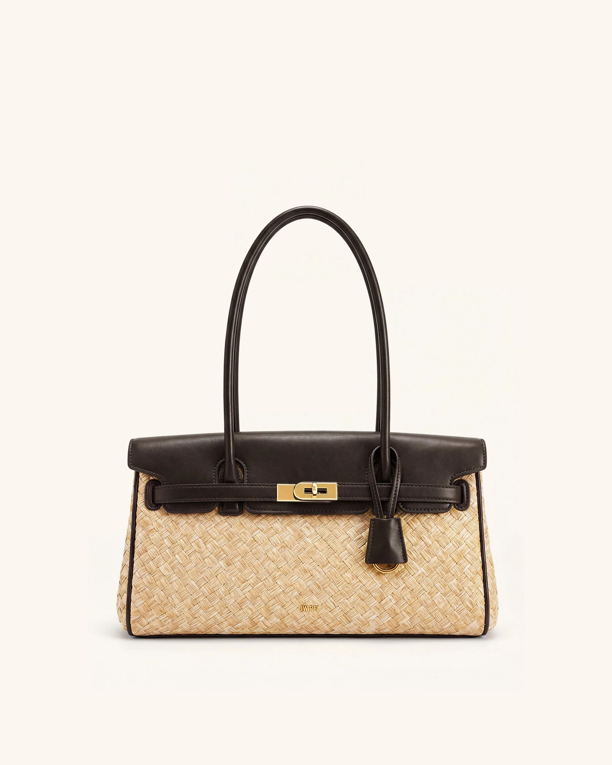 Yara Faux Straw Shoulder Bag - Brown | JW PEI US