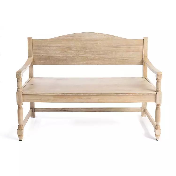 New! Abby Whitewashed Wood Bench | Kirkland's Home