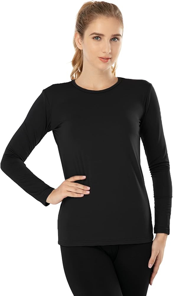 MANCYFIT Womens Thermal Tops Fleece Lined Shirt Long Sleeve Base Layer | Amazon (US)