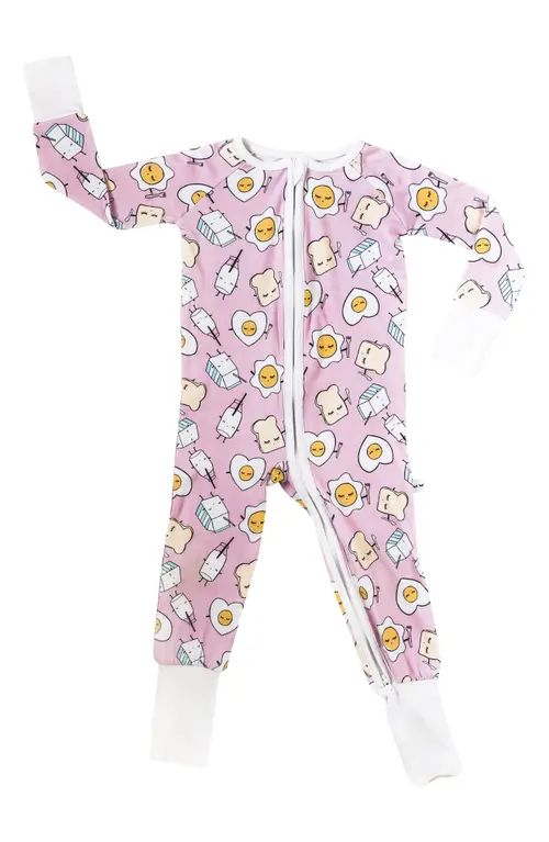 Little Sleepies Breakfast Fitted One-Piece Pajamas in Pink Breakfast at Nordstrom, Size Newborn | Nordstrom