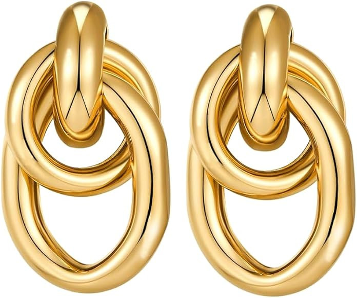 Gold Drop Dangle Earrings for Women Gold Geometric Post Earrings Set Dainty Vintage Twist Jewelry | Amazon (US)