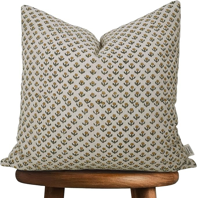 Handmade Block Print Cotton Cushion Cover with Zipper-100% Thick Cotton Pillowcase for Sofa, Couc... | Amazon (US)