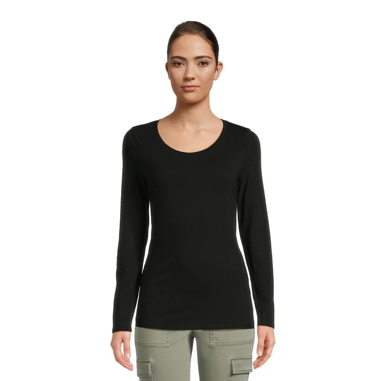 No Boundaries Juniors Scoop Neck T-Shirt with Long Sleeves, Sizes XS-XXXL | Walmart (US)