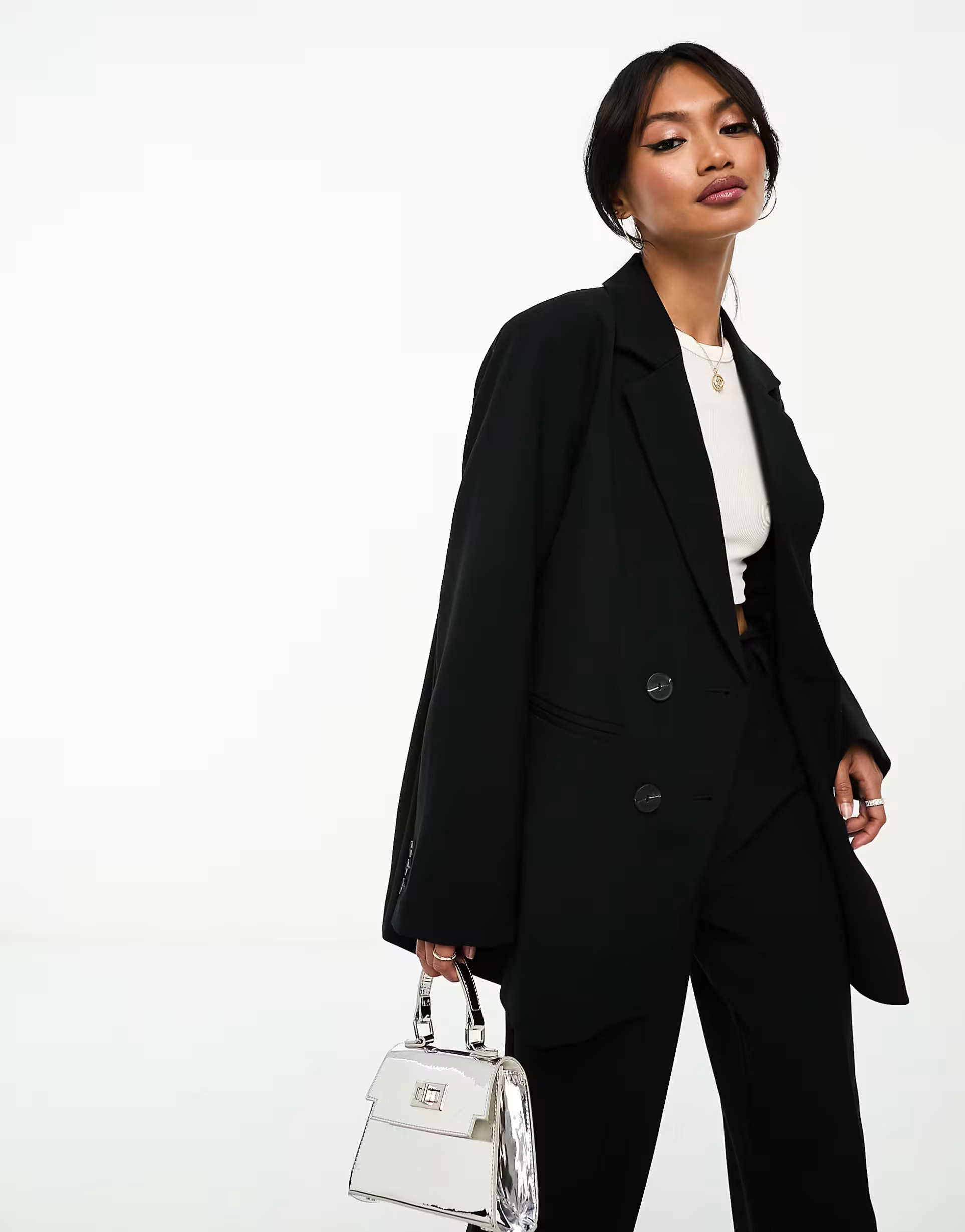 YAS tailored double breasted blazer in black - part of a set | ASOS | ASOS (Global)