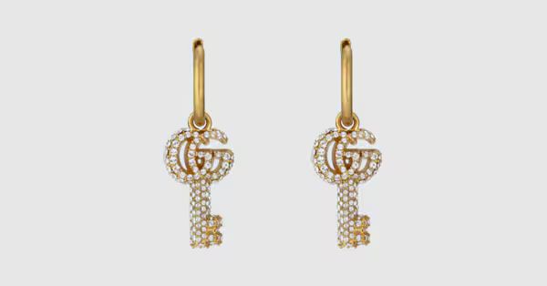 Double G key earrings with crystals | Gucci (US)