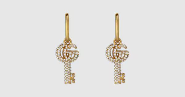 Double G key earrings with crystals | Gucci (EU)