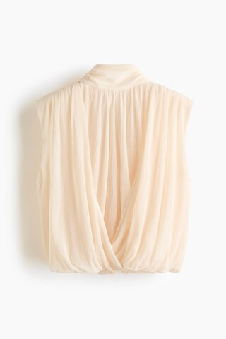 H & M - Bubble-Hem Crop Top - Cream | H&M (US + CA)